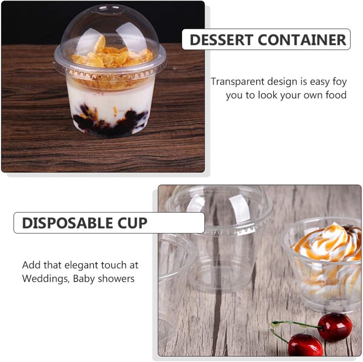 Coloch Lot De 100 Gobelets Jetables En Plastique Transparent De 255 L