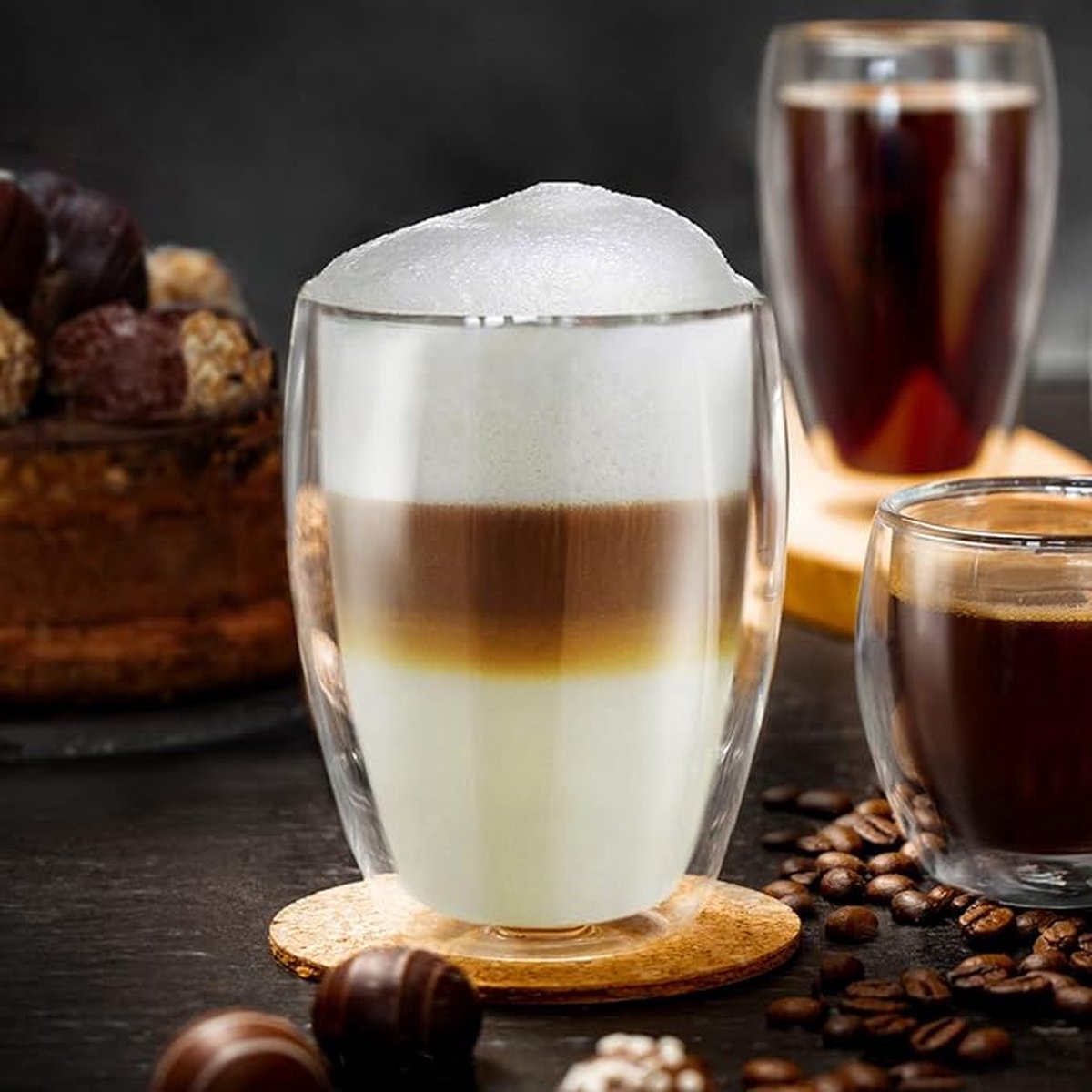 Thermoglazen van borosilicaatglas drinkglazen voor thee koffie cappuccino water sap ijsthee koffieglazen 4