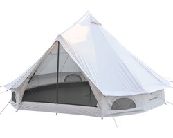 Skandika Tipi 400 voor 8 personen - Camping tent, gerecycled Oxford-tentmateriaal, 250 cm stahoogte, 3000 mm waterkolom, muskietennet, vastgenaaide tentvloer | Glampingtent, festivaltent, familietent