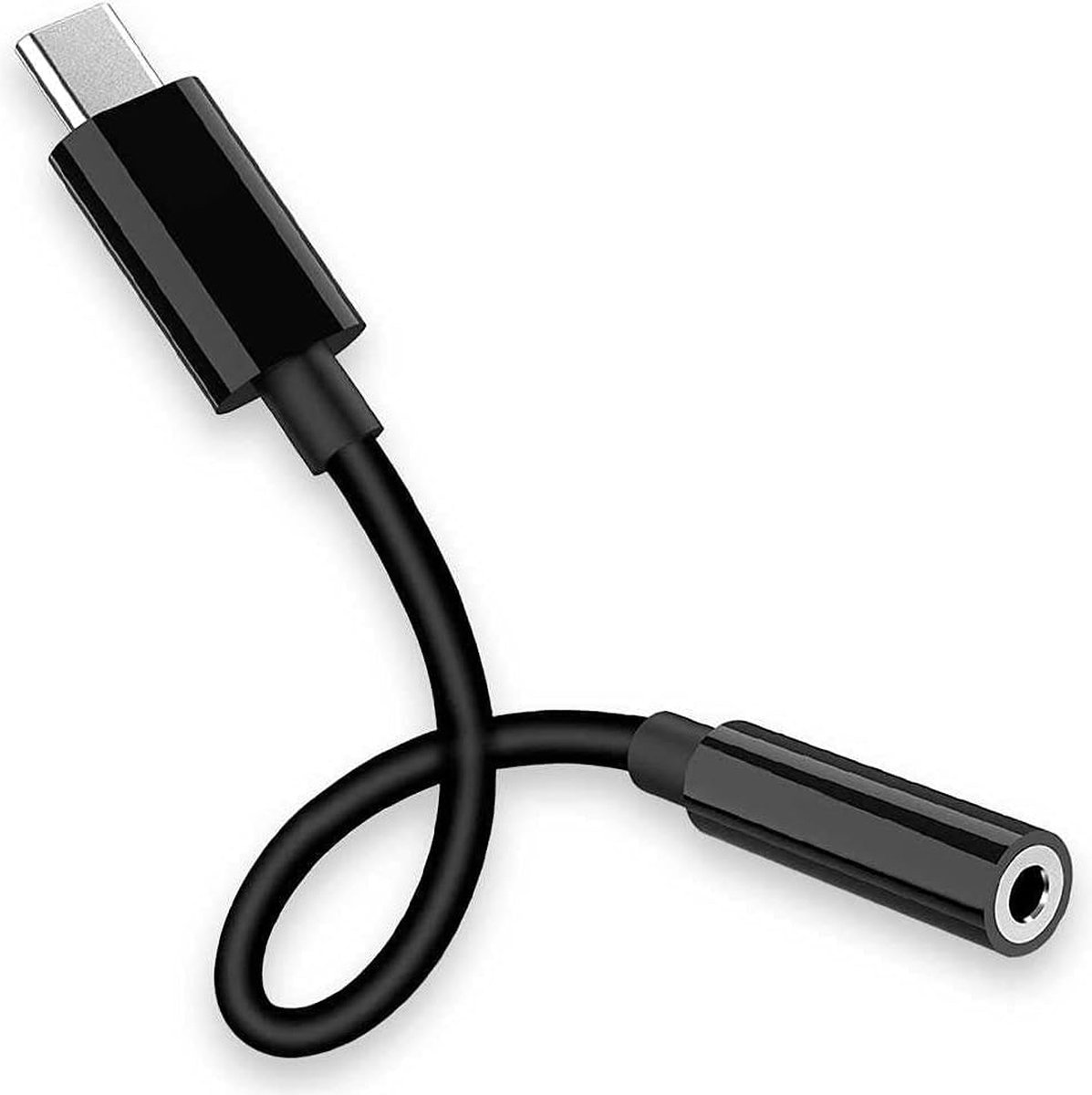 USB-C naar 3,5mm TRRS OMTP Jack Adapter - Zwart - Hoofdtelefoon AUX Mini Kabel