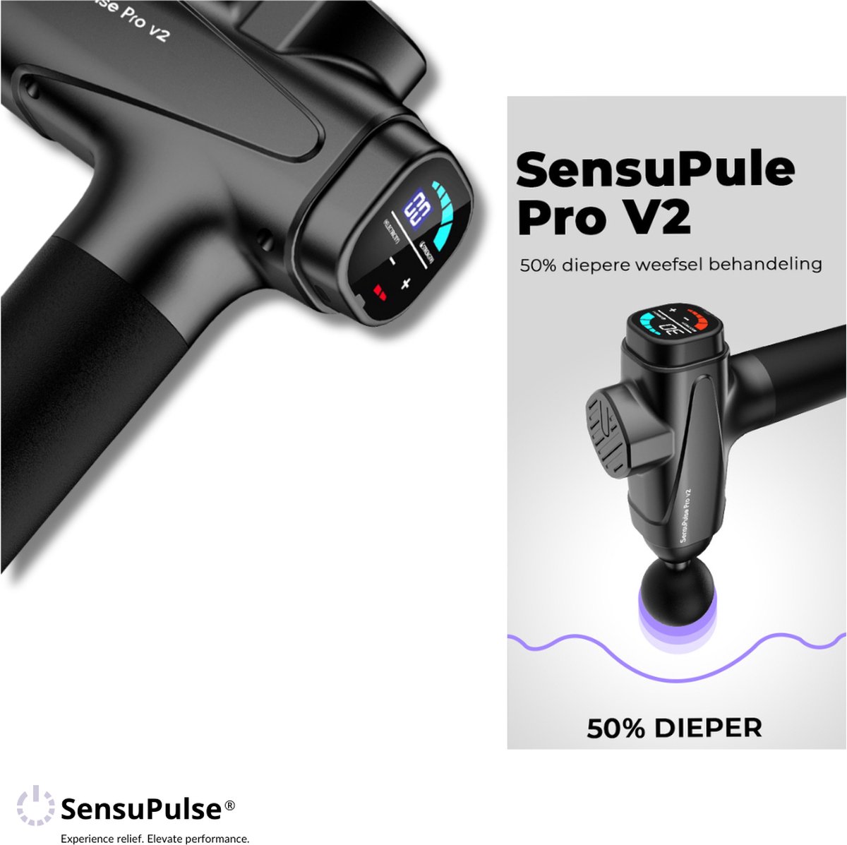 SensuPulse Pro V2 Massage Gun - Professioneel Massage Apparaat - 12 Opzetstukken - 30 Snelheden - Spierherstel en Ontspanning - Massage Pistool - Fitness en RSI Klachten - Gratis Drukpuntmassagetechnieken Handleiding - Shiatsu — cadeau in Sport & Outdoor - foto 4