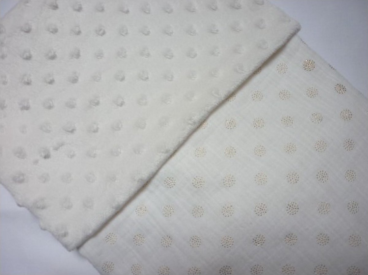 Oogappel Gold Dots Deken Kinderwagen Wieg 60x80 cm-Offwhite-Goud