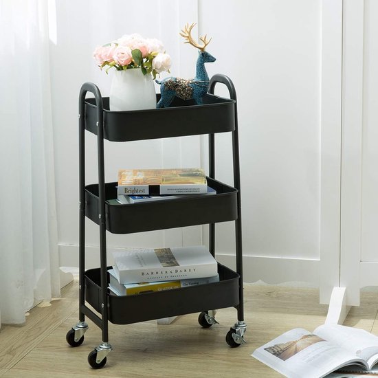 Opbergrek op wielen, opslag trolley boekkar rollende kar organisator, keuken opslag utility kar, beweegbare opslag organizer voor slaapkamer, badkamer, kantoren