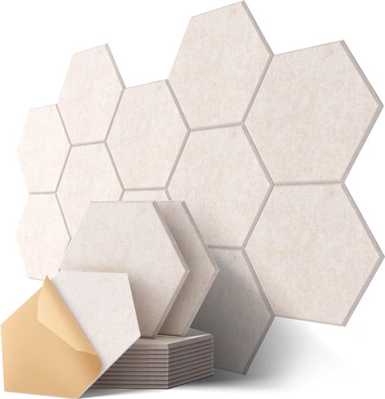 Akoestische panelen, 12 X 16 X 0.4, 12 stuks geluidsabsorberende panelen met hoge dichtheid, geluidswerende panelen voor akoestische behandeling, huisdecoratie en muurbescherming