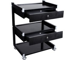 Tattoo / Beauty Tafel Op Wielen Incl 3 Planken & 2 Lade's - Hummer Black | Tattoo, Visagie, PMU, Beautysalon, Nagelstudio, Make-up | Kruk | Stoel | Workstation | Salon & Studio Inrichting | Tatoeage Studio | Spa | Massage Tafel | Schoonheidssalon
