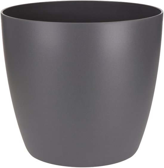 Elho Brussels Rond 20 - Pot De Fleurs pour Intérieur - Plastique 100% recyclé - Ø 20.0 x H 18.7 cm - Anthracite