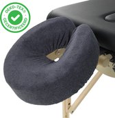 ZenGrowth® Badstof Hoofdsteunhoesje – Grijs – 280 gram/m2 dikte – Massagetafel – Elastisch – Past om elke hoofdsteun – Hygiënisch