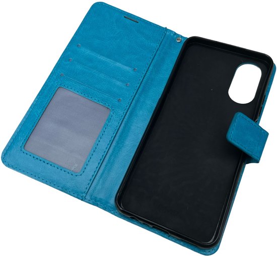 Bookcase Convient pour : Oppo A58 5G - Turquoise - étui portefeuille - Couverture de livre