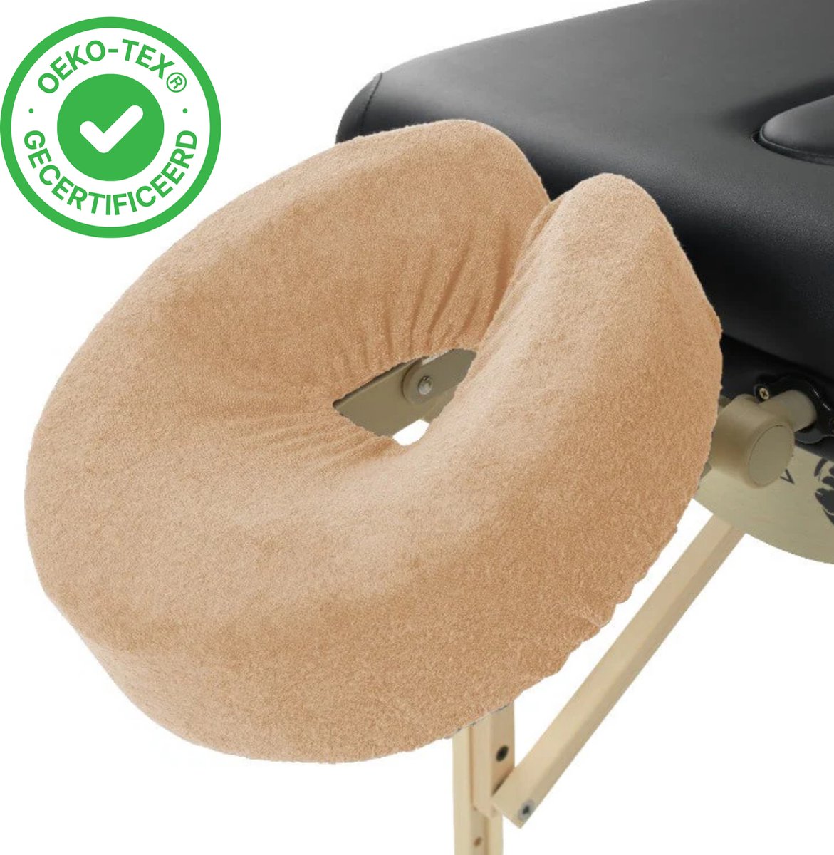 Goedkoopste ZenGrowth® Badstof Hoofdsteunhoesje – Lichtbruin – 280 gram/m2 dikte – Massagetafel – Elastisch – Past om elke hoofdsteun – Hygiënisch