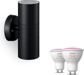 Bol.com Philips Hue Kylis Wandlamp voor Buiten Up & Down (Zwart) - Buitenlamp - GU10 - Wit en Gekleurd Licht - Hue White and Col... aanbieding