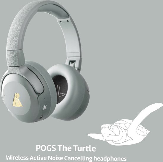 POGS - The Turtle - Draadloze over-ear koptelefoon met Noise Cancelling - Bluetooth - Veilige volumebegrenzing - Duurzaam - Gratis app voor extra functies - rBlauw