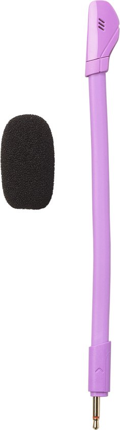 Afneembare paarse microfoon met windkapje voor gaming headset.