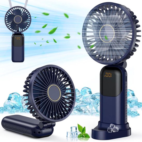 Ventilateur De Poche Rechargeable - Mini Ventilateur Portable 5 Vitesses, Turbo, Autonomie 8.5h, USB-C - 7