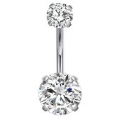 Fako Bijoux® - Piercings pour nombril - Duo Zircone - Cristal - Transparent