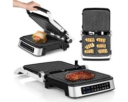 Tafelgrill Contactgrill – Tosti Grill Apparaten 180° Inklapbaar – Wafelijzer Met Antiaanbaklaag – Tosti Apparaat – 2-in-1 Grill Apparaat – Contactgrill – Sandwich Maker Met Lekbak – Panini Grill