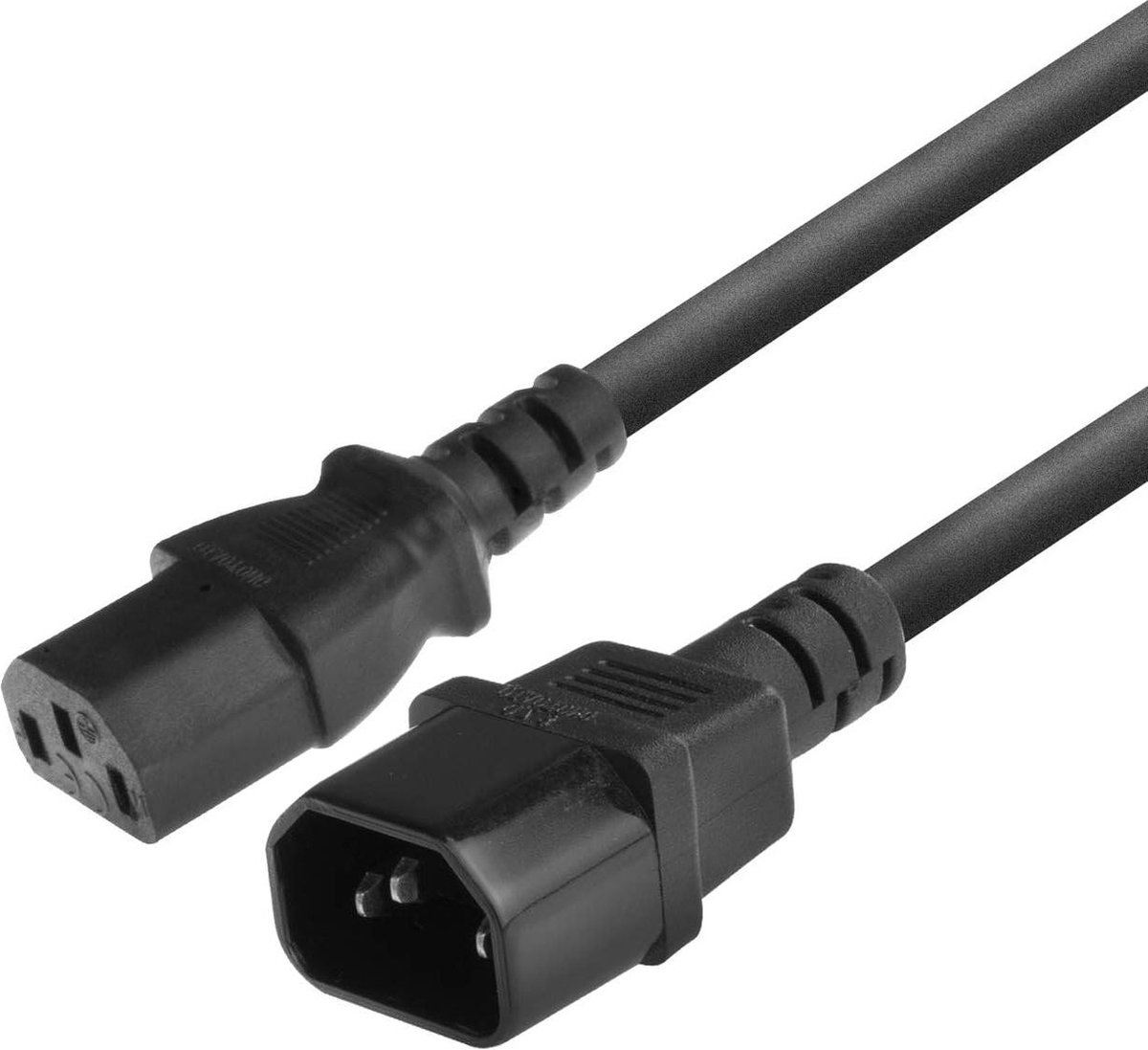 Stroomkabel Verlengkabel C13 naar C14 voor Koude Apparaten PC PDU Netsnoer 230V - Lengte 1.8m - IEC Voedingskabel Male naar Female 3 Pin Verlengsnoer - Zwart