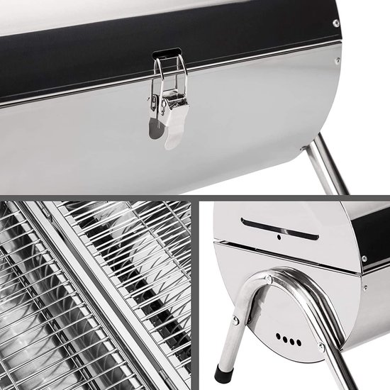 Inklapbare Mobiele Houtskoolgrill van Roestvrij Staal - Draagbaar en Ideaal voor Onderweg - 46 x 28 x 36 cm Barbecue van Merkloos — afbeelding 2