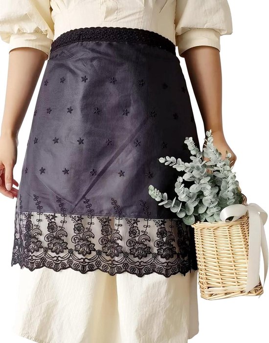 Bremorou Wit Taille Schort Met Schattig Ruches - Halve Schort Voor Vrouwen Cosplay Keuken & Feest