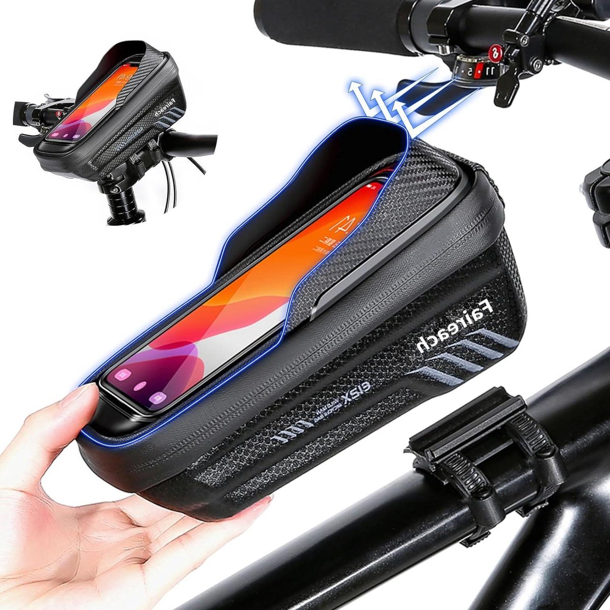 Sacoche De Cadre Vélo étanche - Pochette Smartphone Jusqu'à 6,8", écran Tactile, Rangement Accessoires