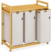 Bol.com SHOP YOLO-wasmand 3 vakken-met bamboe frame-150l -bamboe-strik design- Lichtgrijs aanbieding