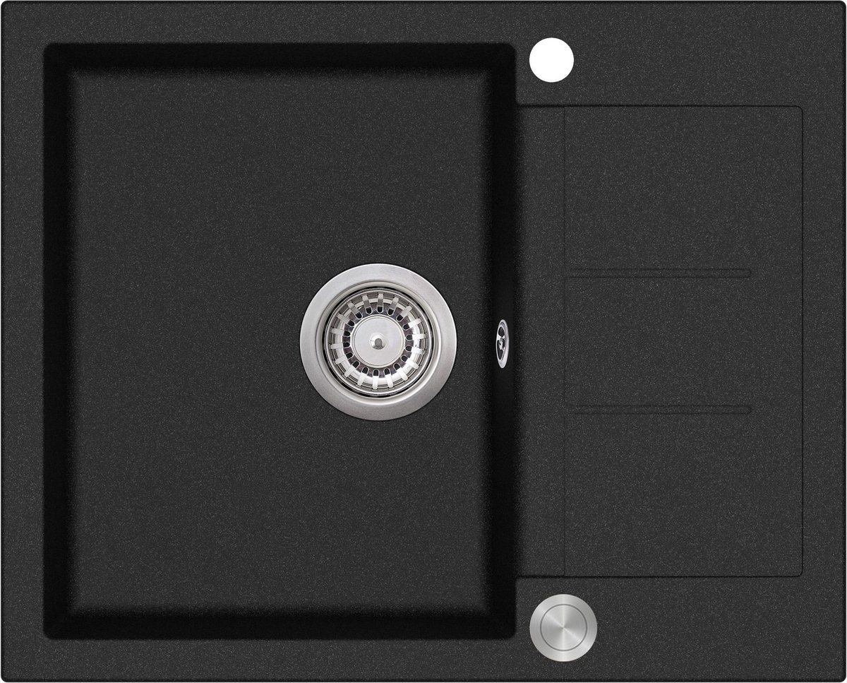 GURARI granieten spoelbak SQT 102 -601 AWP., (1 st), keuken gootsteen, inbouw granieten gootsteen zwart, incl. sifon, 62x50