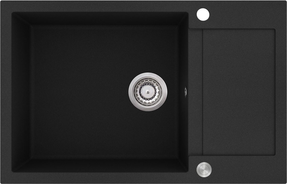 GURARI spoelbak SQT 105 -601 AWP., (1 st), keuken gootsteen, inbouw granieten gootsteen zwart, incl. sifon, 780x500 mm