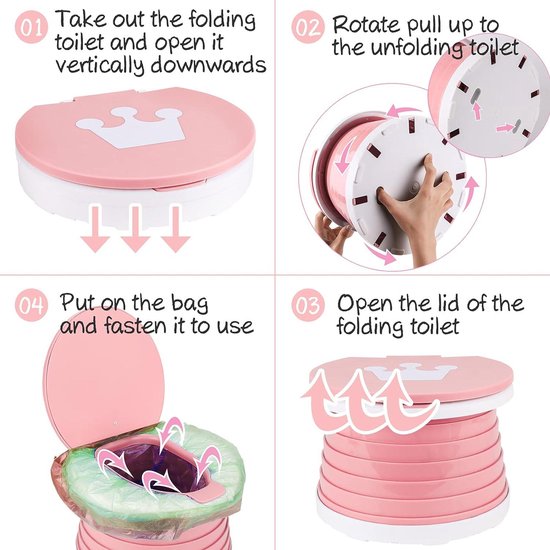 Toiletbril voor kinderen - Opklapbare toiletstoel met reistas - Indoor Outdoor Travel Potje Baby Training - Blauw — afbeelding 2