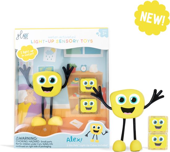 Glo Pals Alex, light up cubes, characters, geel 1+2 Stuks van Glo Pals — afbeelding 2