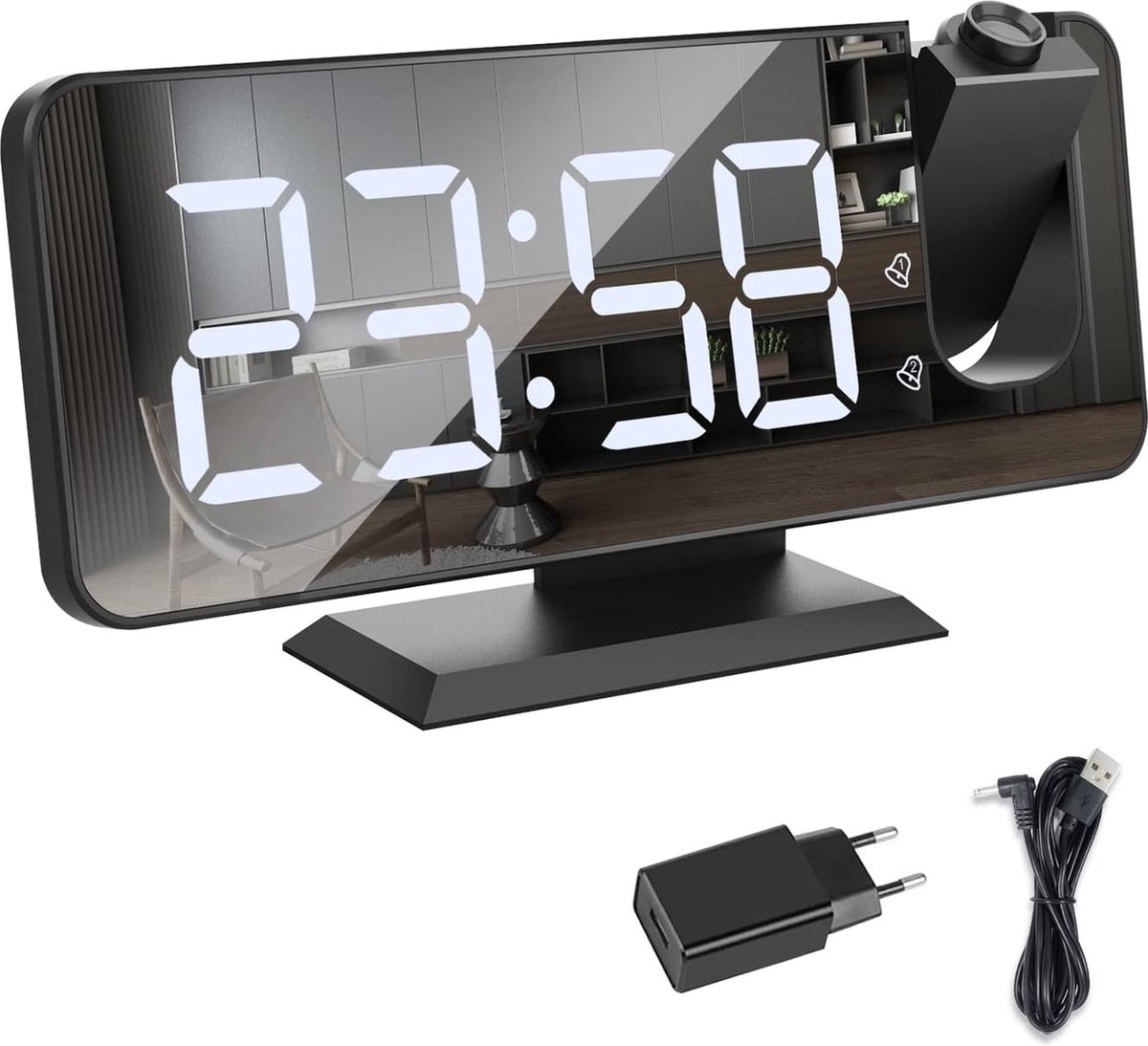 Solacis Wekkerradio Met Projectie - Wekkerradio - Digitale wekker - Wekkerradio kinderen - Wekker met projectie op plafond - Must have!