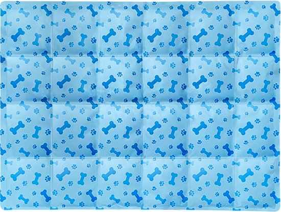 Koelmat voor Honden en Katten – koelkussen met gel - Verkoelende Mat - Cooling Mat – 65 x 50 cm - Blauw/sneeuwvlok