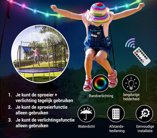 Foto: Trampoline sproeier verlichting net bevestiging 244cm