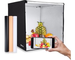 Fotostudio met led verlichting XL - 80cm x 80cm Opvouwbaar - Lightbox - Achtergrond Fotografie - Fotobox - Productfotografie - Softbox– Lichtbox – Studio - Zwart