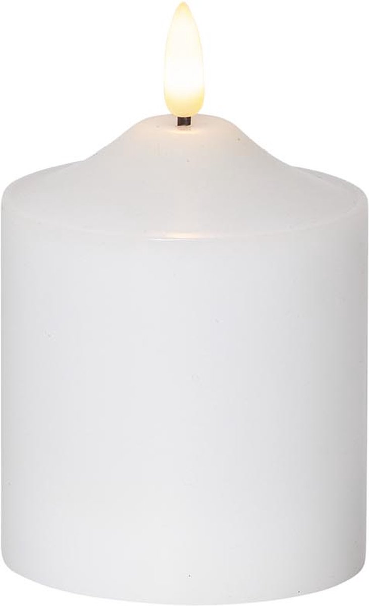 Star Trading kaarsvlam, zuilkaars, decoratie, wit, LED, timer, warm wit, 12 cm