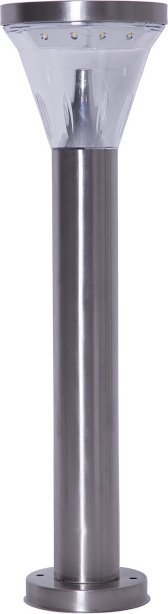 Star Trading Solar paalverlichting Narona, padlamp, zilver, LED, schemersensor, warm wit, buiten, 50 cm