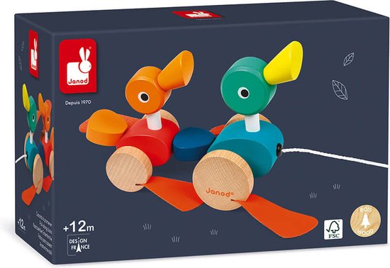 Janod Zigolos - Eendenfamilie Trekfiguur - Een Houten Eendenfamilie Die Je Overal Mee Naartoe Kunt Nemen - Geschikt Vanaf 1 Jaar van Janod — afbeelding 2