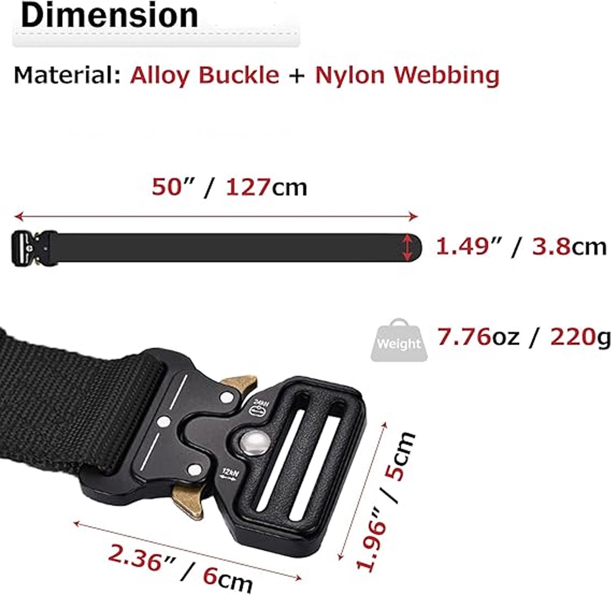Set van 2 tactische herenriemen 1 x tactisch molle-zakje en haak, werkriem 3,8 cm breed, robuuste riem, nylon snelsluiting met metalen gesp, zwart legergroen