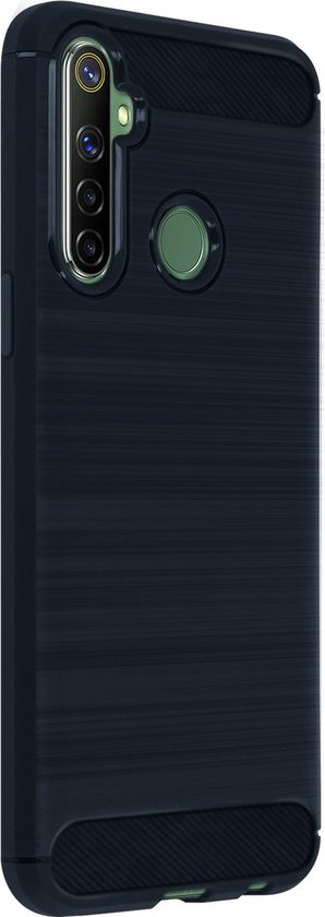 Convient pour Realme 6i Coque souple renforcée avec effet brossé bleu nuit