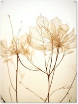 Tuinposter 90x120 cm - Tuindecoratie Droogbloemen - Beige - Planten - Wit - Poster voor in de tuin - Buiten decoratie - Schutting tuinschilderij - Tuindoek muurdecoratie - Wanddecoratie balkondoek