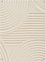 Tuinposter 60x80 cm - Tuindecoratie Patroon - Abstract - Wit - Poster voor in de tuin - Buiten decoratie - Schutting tuinschilderij - Tuindoek muurdecoratie - Wanddecoratie balkondoek