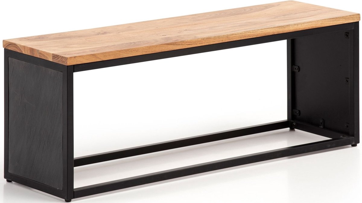 Bank massief acaciahout - Halbank - Eetkamerbank - Warm lichtbruin - Modern design - Compact en Ruimtebesparend