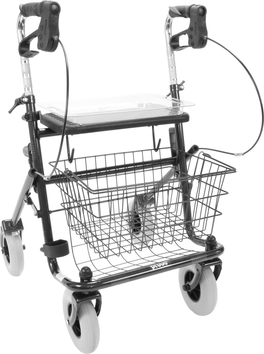 Goedkoopste Premis Provo - Rollator - 2de Generatie - Voorzien van omgekeerde handvatten - Metallic Zwart