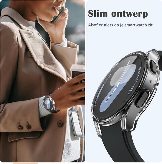 Stravo Screen protector case voor Samsung Galaxy Watch 7 - 40mm - Full Cover Hard Case / Beschermend Hoesje - Roze goud - Samsung Galaxy Watch 7 - 40mm screenprotectors