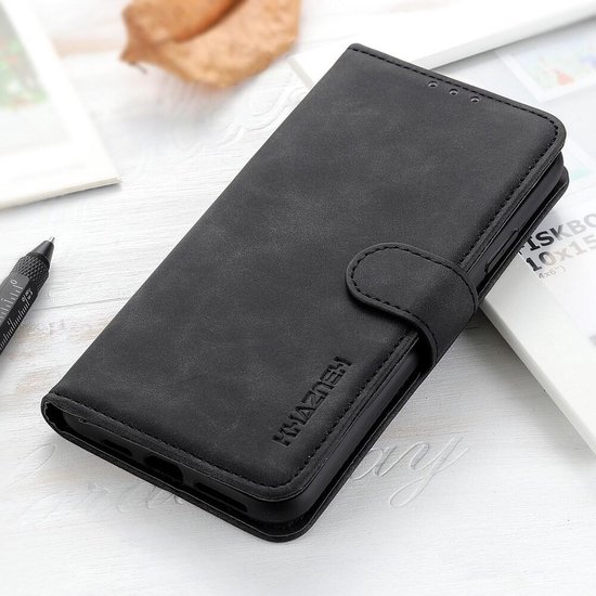 KHAZNEH Coque adaptée pour Xiaomi Poco F6 | Portefeuille rétro | Étui portefeuille | Standard | Porte-cartes | Noir