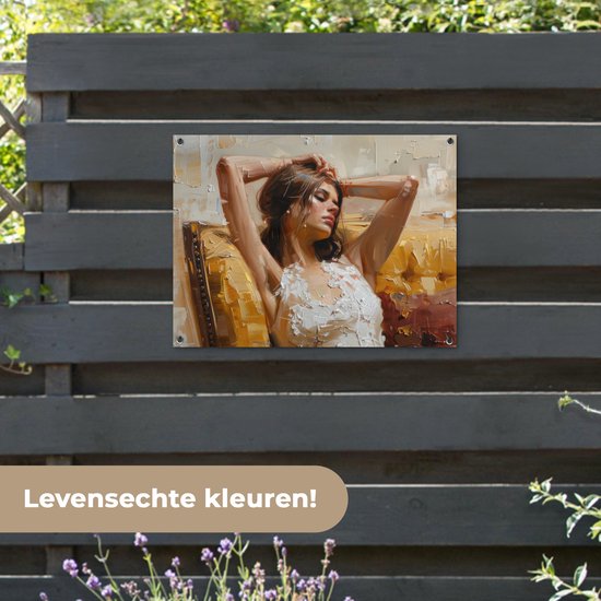 Affiche de jardin 80x60 cm - Décoration de jardin Femme - Art - Abstrait - Moderne - Affiche pour le jardin - Décoration extérieure - Tableau de jardin clôture - Décoration murale sur toile de jardin - Décoration murale sur toile de balcon