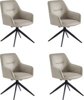 Bol.com Colenis® - Barbara Eetkamerstoel - Set Van 4 - Beige - Microfiber - Microvezel - Industrieel - Draaibaar - 180° - Met Re... aanbieding