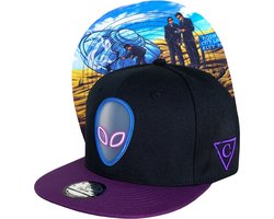 Capiche® Snapback Pet Heren – UFO Crash – Zwart & Paars & Rubber Logo – Alien Collectie – Verstelbaar met Druksluiting – Sportcap – Alien Pet – Capiche Caps