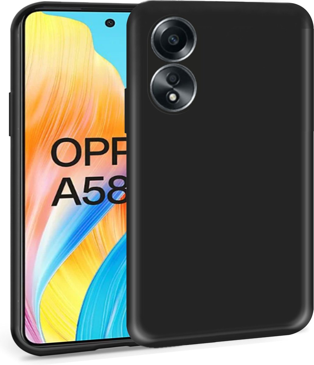 Geschikt voor OPPO A58 - Hoesje - Suède Back Cover Case Zwart