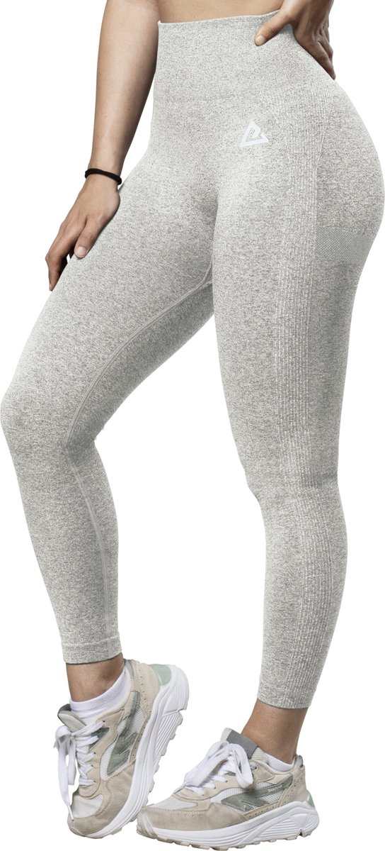 Mewave - Sportlegging licht grijs - Dames - Sportbroek - Sportkleding - Yoga legging - Hardloopbroek - Tiktok - Fitness - Maat XL