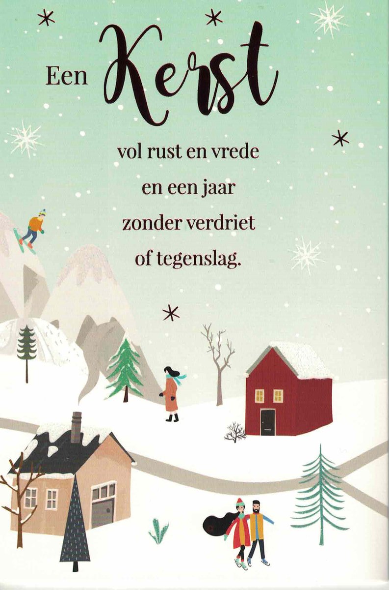 Kerstkaart - Een kerst vol rust en vrede - Fijne feestdagen - 909788 - drieluik - Drieluik zigzag - open formaat 34,5 x 17 cm