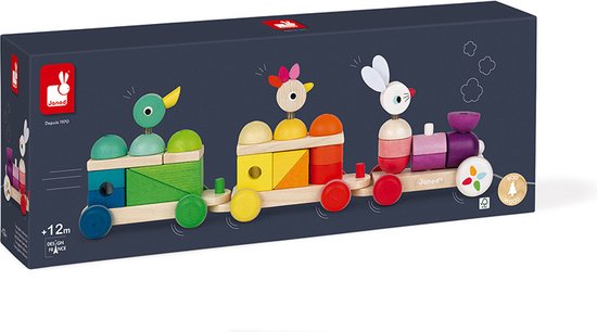 Janod Zigolos - Grote Meerkleurige Trein - 2-In-1 Speelfiguur: Trekfiguur En Stapelspeelgoed - Lengte Van Het Touwtje: 50 Cm - Geschikt Vanaf 1 Jaar van Janod — afbeelding 4